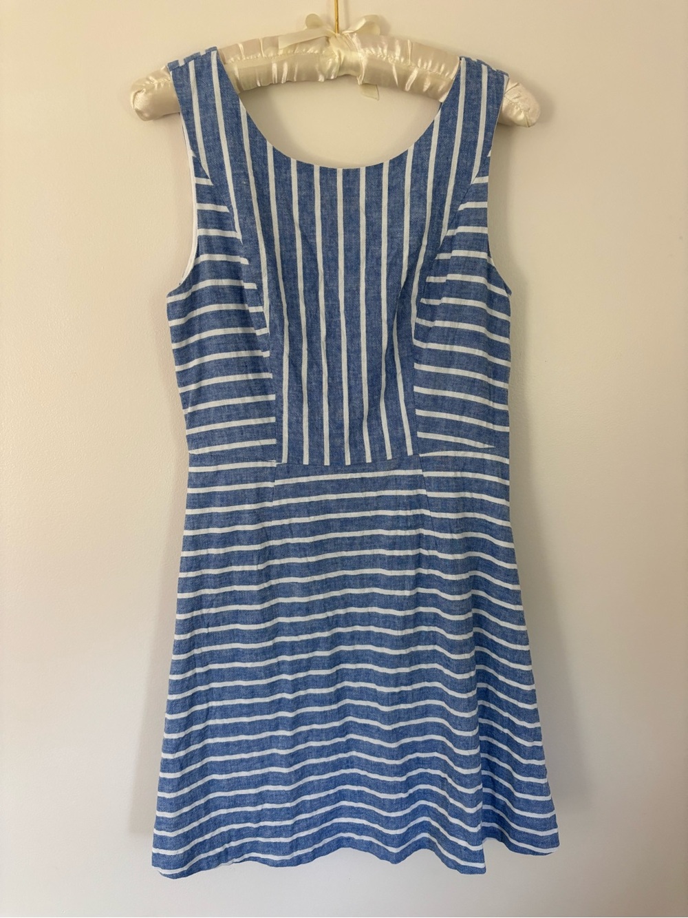 Vineyard Vines Blue and White Striped Sleeveless Fit-and-Flare Dress